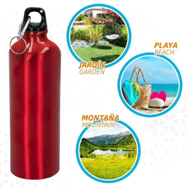 Wasserflasche Aktive 750 ml Karabinerhaken Aluminium 7 x 25 x 7 cm (24 Stück) – Bild 4