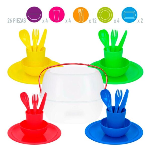 Picknick-Set Aktive 22,5 x 1,5 x 22,5 cm Polypropylen (4 Stück) – Bild 4