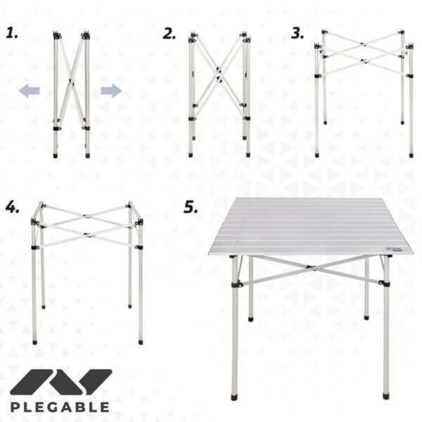 Table Klapptisch Aktive Silberfarben Aluminium 70 x 70 x 70 cm (4 Stück) – Bild 4