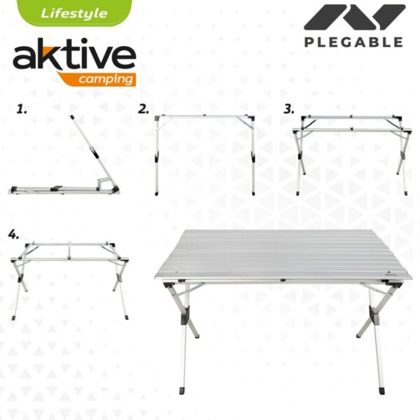 Table Klapptisch Aktive Silberfarben Aluminium 110 x 70 x 70 cm (4 Stück) – Bild 4