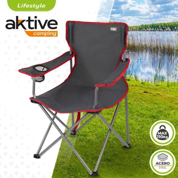 Camping Klappstuhl Aktive Dunkelgrau 45 x 82 x 47 cm (4 Stück) – Bild 3