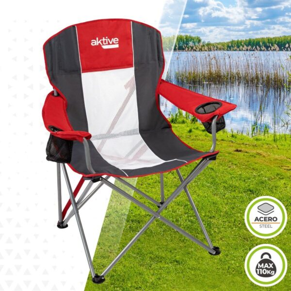 Camping Klappstuhl Aktive Dunkelgrau Rot 56 x 98 x 59 cm (4 Stück) – Bild 3