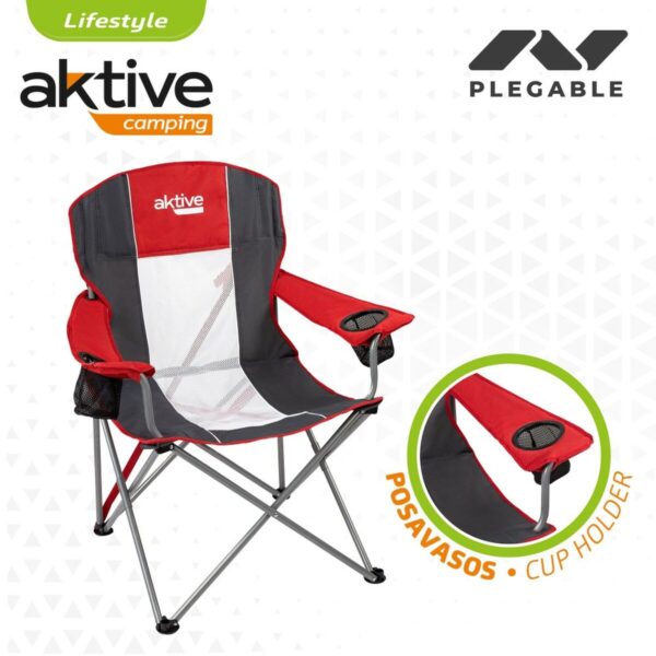 Camping Klappstuhl Aktive Dunkelgrau Rot 56 x 98 x 59 cm (4 Stück) – Bild 4