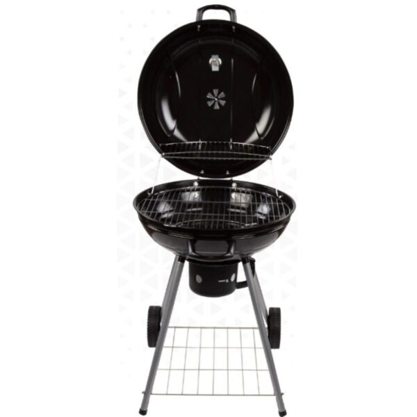 Holzkohlegrill mit Rädern Aktive Aluminium Emailliertes Metall Textilene 57 x 86 x 57 cm Schwarz – Bild 6