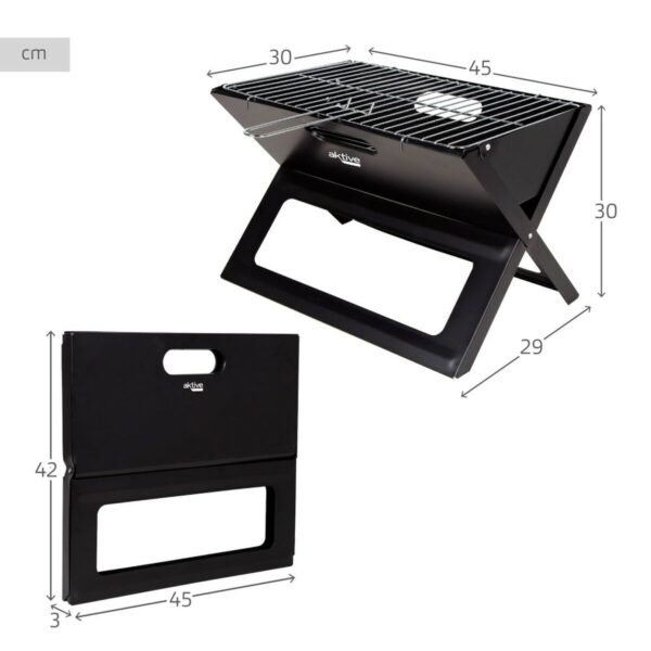 Grill Tragbarer Aktive Schwarz Stahl Eisen 45 x 30 x 29 cm – Bild 5