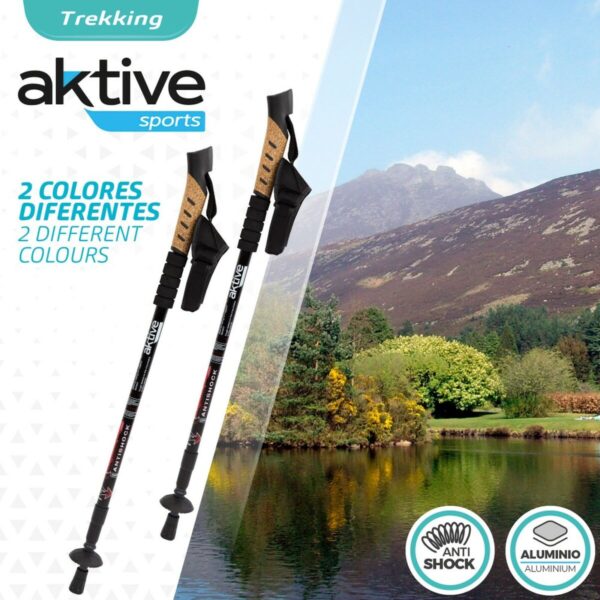 2er Set Trekking-Stöcke Aktive 5 x 135 x 5 cm (6 Stück) – Bild 3
