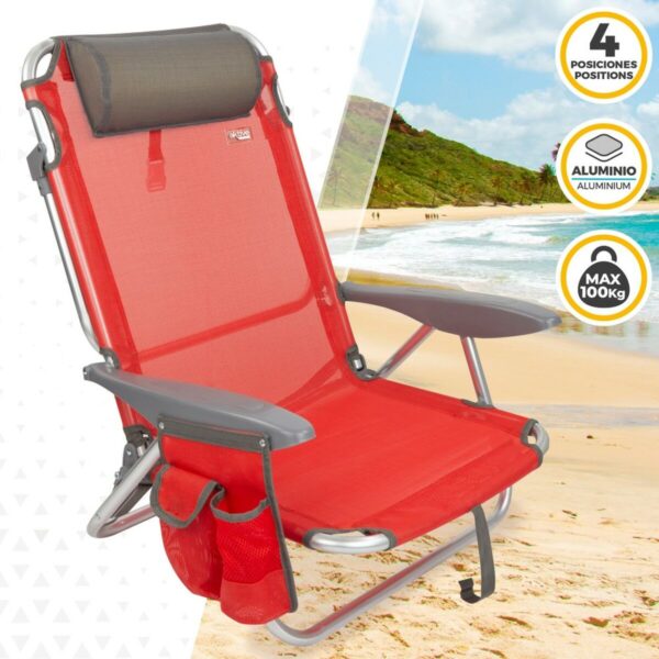 Klappstuhl mit Kopfstütze Aktive Menorca Rot 51 x 76 x 45 cm (2 Stück) – Bild 3