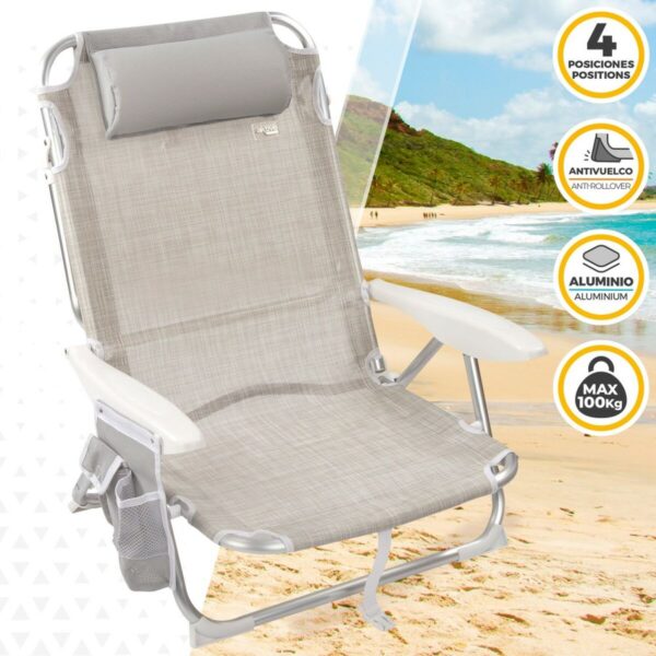 Klappstuhl mit Kopfstütze Aktive Ibiza Beige 51 x 76 x 45 cm (2 Stück) – Bild 3