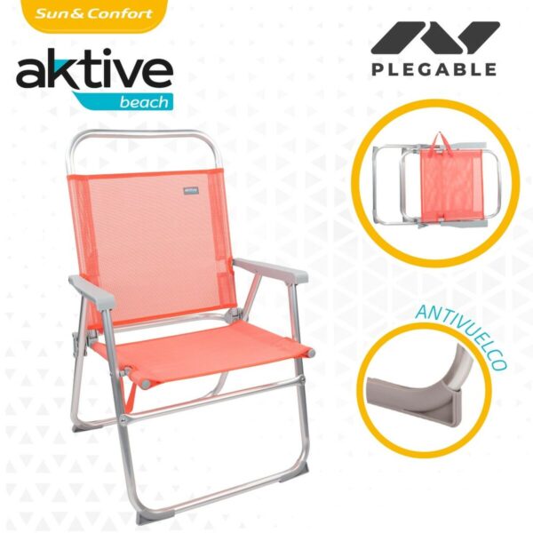Gepolsterte Campingstuhl Aktive Flamingo Koralle 48 x 88 x 50 cm (4 Stück) – Bild 4