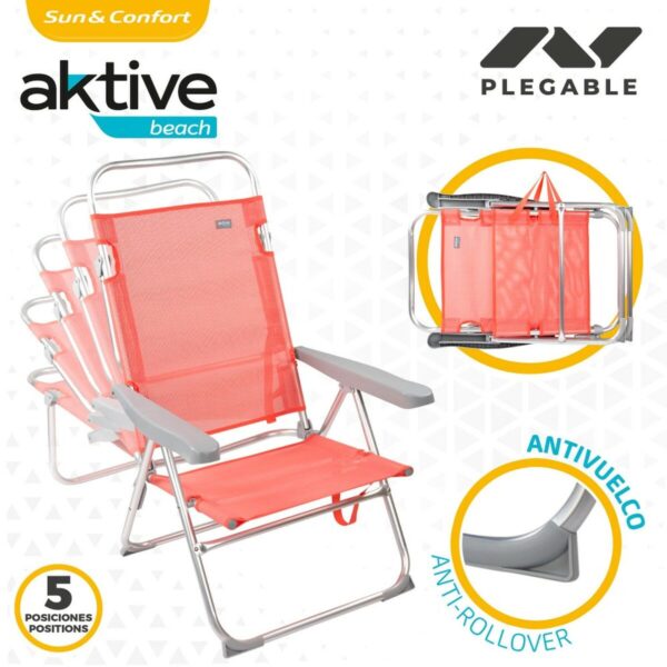Gepolsterte Campingstuhl Aktive Flamingo Koralle 48 x 99 x 57 cm (4 Stück) – Bild 4
