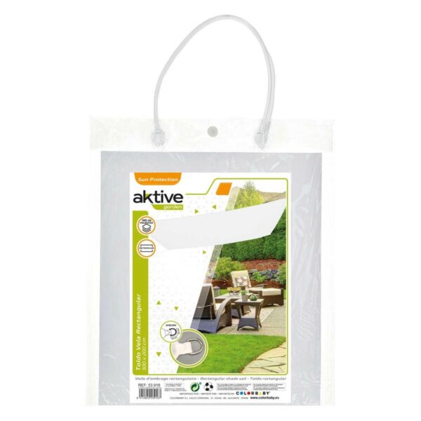 Sonnensegel Aktive Dreieckig Weiß 200 x 0,5 x 300 cm (4 Stück) – Bild 4