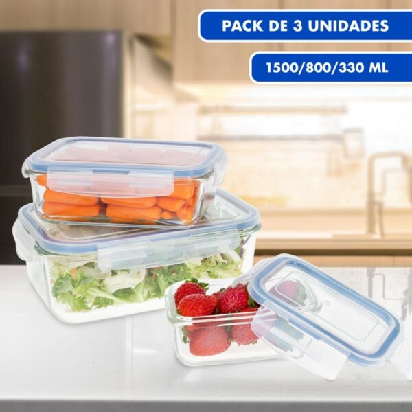 Stapelbares luftdichtes Küchenbehälterset Max Home 6 Stück 23 x 7,5 x 17,5 cm – Bild 3