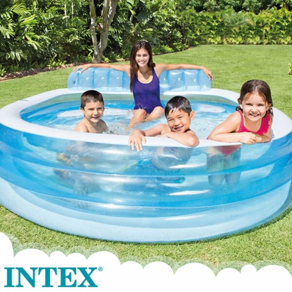 Aufblasbarer Pool Intex Sessel Blau Weiß 590 L 229 x 79 x 218 cm (2 Stück) – Bild 3