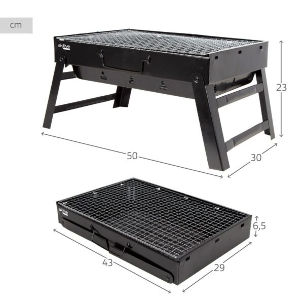 Grill Tragbarer Aktive rechteckig Schwarz 50 x 23 x 30 cm (2 Stück) – Bild 5