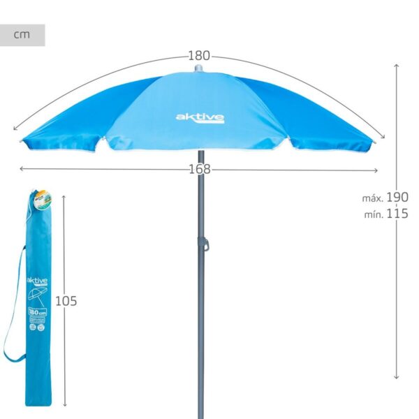 Solskærm Aktive UV50 Ø 180 cm Blau Polyester Aluminium 180 x 187,5 x 180 cm (12 Stück) – Bild 5