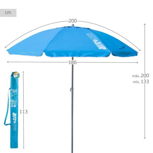 Solskærm Aktive UV50 Ø 200 cm Blau Polyester Aluminium 200 x 198,5 x 200 cm (6 Stück) – Bild 5