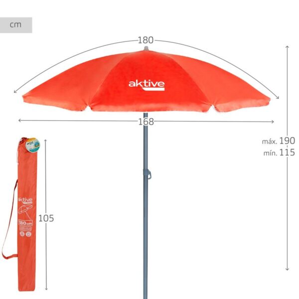 Solskærm Aktive UV50 Ø 180 cm Koralle Polyester Aluminium 180 x 187 x 180 cm (12 Stück) – Bild 5