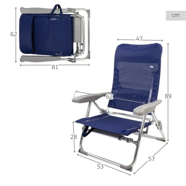 Strandstuhl Aktive Slim Biegsam Marineblau 47 x 89 x 57 cm (2 Stück) – Bild 5