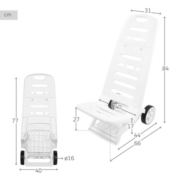 Strandstuhl Aktive Weiß Räder 40 x 84 x 44 cm (2 Stück) – Bild 5
