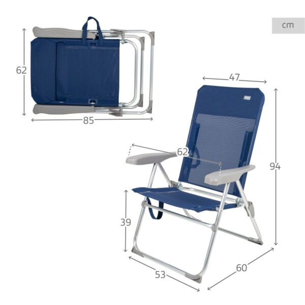 Strandstuhl Aktive Marineblau 47 x 94 x 60 cm (4 Stück) – Bild 5