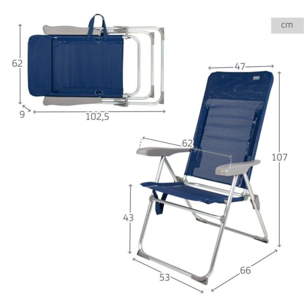 Strandstuhl Aktive Slim Biegsam Marineblau 47 x 107 x 66 cm (4 Stück) – Bild 5