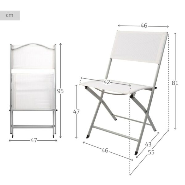 Gepolsterte Campingstuhl Aktive Weiß 46 x 81 x 55 cm (4 Stück) – Bild 5