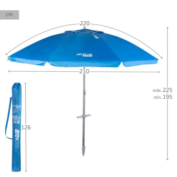 Solskærm Aktive Blau Polyester Aluminium 220 x 225 x 220 cm (6 Stück) – Bild 5