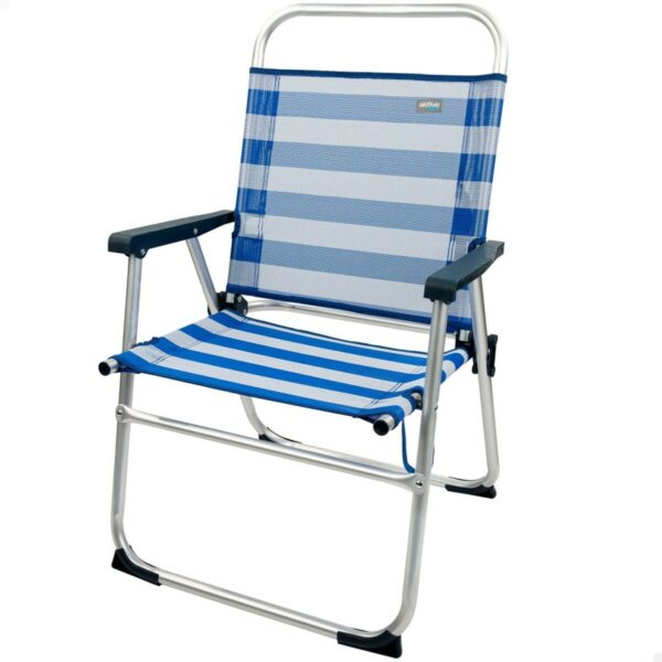 Strandstuhl Aktive Blau Weiß 48 x 88 x 50 cm Aluminium Biegsam (4 Stück) – Bild 2