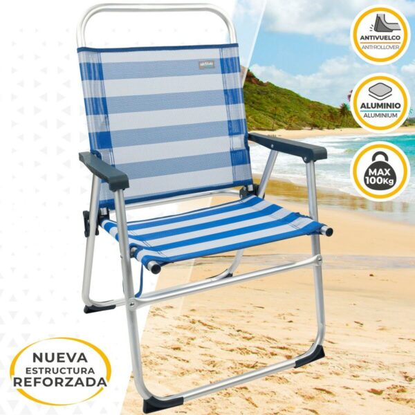 Strandstuhl Aktive Blau Weiß 48 x 88 x 50 cm Aluminium Biegsam (4 Stück) – Bild 3