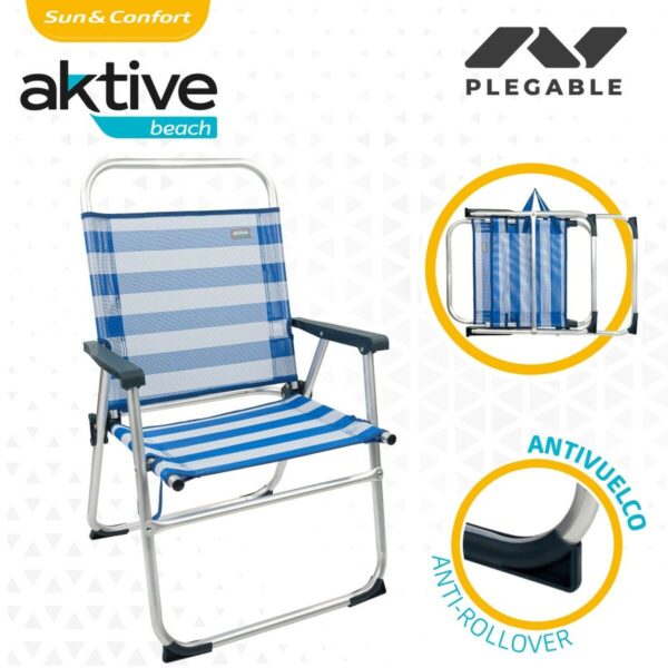 Strandstuhl Aktive Blau Weiß 48 x 88 x 50 cm Aluminium Biegsam (4 Stück) – Bild 4