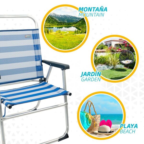Strandstuhl Aktive Blau Weiß 48 x 88 x 50 cm Aluminium Biegsam (4 Stück) – Bild 6