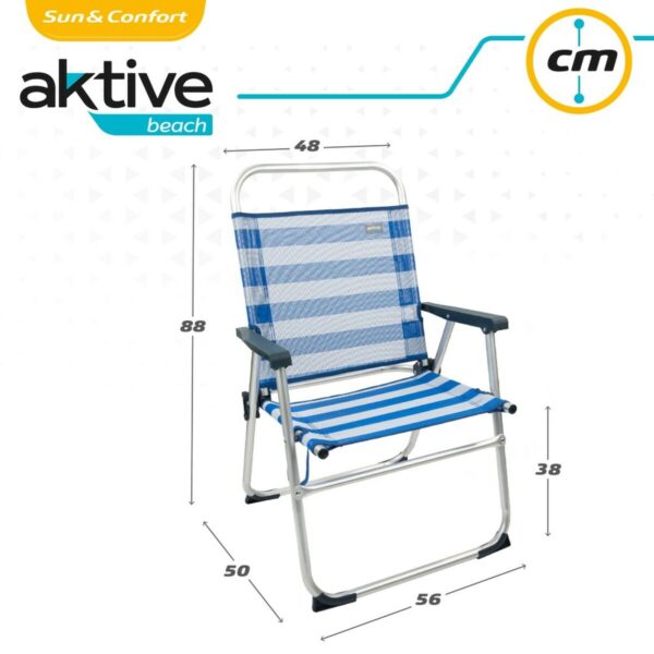 Strandstuhl Aktive Blau Weiß 48 x 88 x 50 cm Aluminium Biegsam (4 Stück) – Bild 7