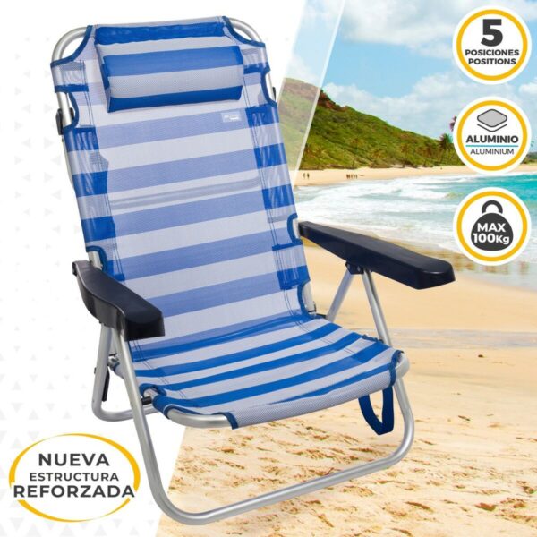 Strandstuhl Aktive Biegsam Kissen Weiß Blau 48 x 84 x 46 cm (2 Stück) – Bild 3