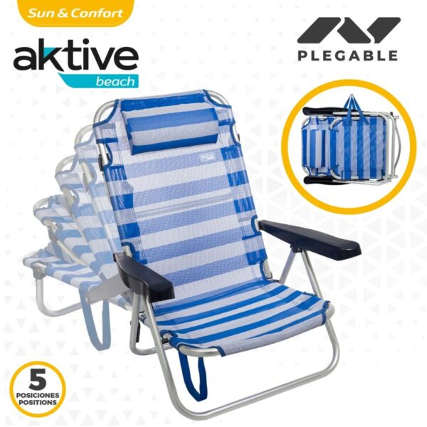 Strandstuhl Aktive Biegsam Kissen Weiß Blau 48 x 84 x 46 cm (2 Stück) – Bild 4