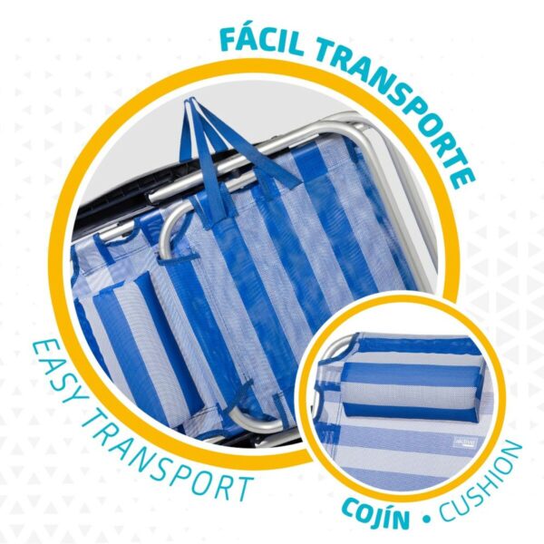 Strandstuhl Aktive Biegsam Kissen Weiß Blau 48 x 84 x 46 cm (2 Stück) – Bild 5
