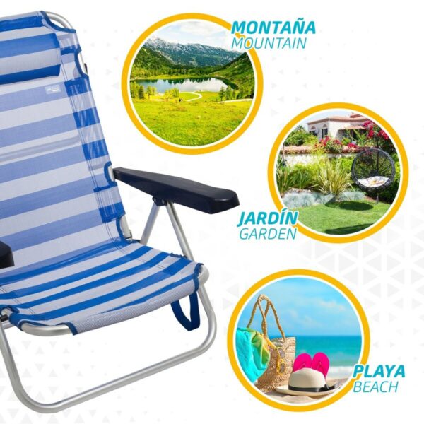 Strandstuhl Aktive Biegsam Kissen Weiß Blau 48 x 84 x 46 cm (2 Stück) – Bild 6