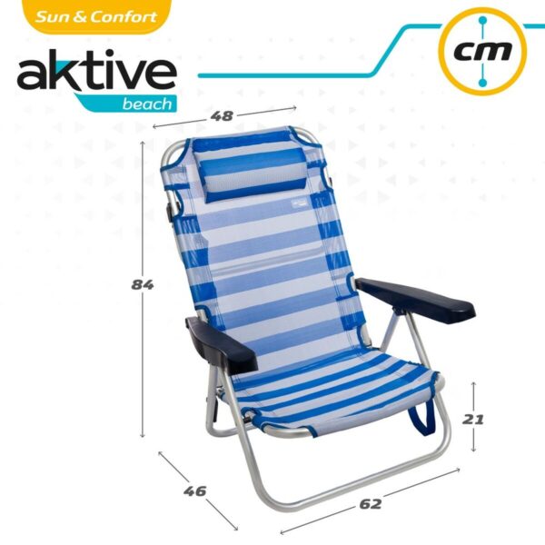 Strandstuhl Aktive Biegsam Kissen Weiß Blau 48 x 84 x 46 cm (2 Stück) – Bild 7