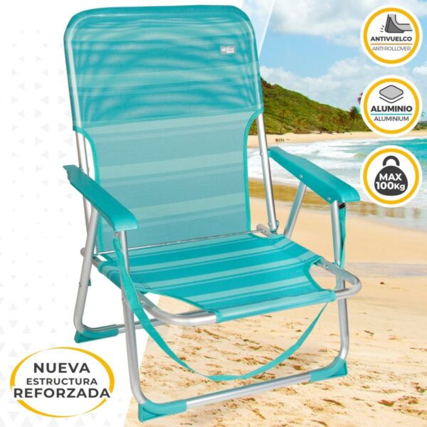 Strandstuhl Aktive türkis 44 x 72 x 35 cm Aluminium Biegsam (4 Stück) – Bild 3