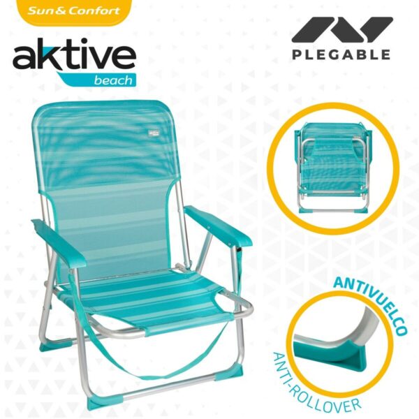 Strandstuhl Aktive türkis 44 x 72 x 35 cm Aluminium Biegsam (4 Stück) – Bild 4