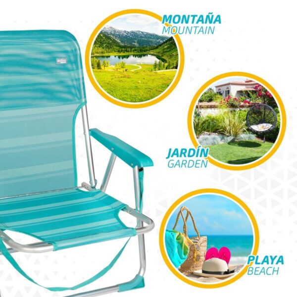 Strandstuhl Aktive türkis 44 x 72 x 35 cm Aluminium Biegsam (4 Stück) – Bild 6