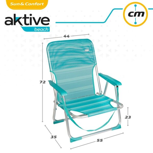 Strandstuhl Aktive türkis 44 x 72 x 35 cm Aluminium Biegsam (4 Stück) – Bild 7