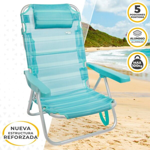 Strandstuhl Aktive Biegsam türkis 48 x 84 x 46 cm (2 Stück) – Bild 3