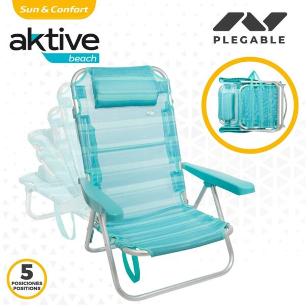 Strandstuhl Aktive Biegsam türkis 48 x 84 x 46 cm (2 Stück) – Bild 4