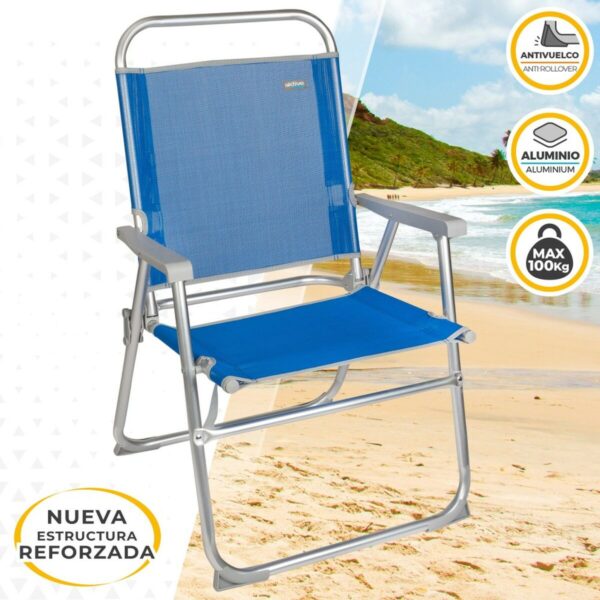 Strandstuhl Aktive Gomera Blau 48 x 88 x 50 cm Aluminium Biegsam (4 Stück) – Bild 3