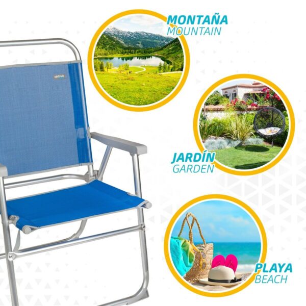 Strandstuhl Aktive Gomera Blau 48 x 88 x 50 cm Aluminium Biegsam (4 Stück) – Bild 6