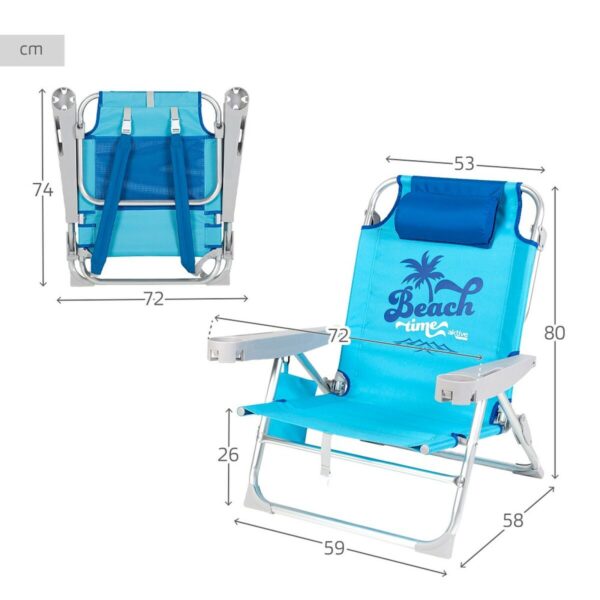Strandstuhl Aktive Biegsam Blau 53 x 80 x 58 cm (2 Stück) – Bild 5