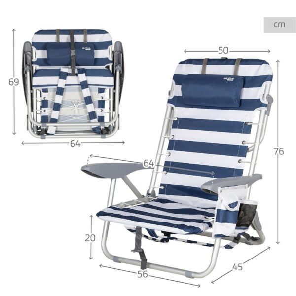 Strandstuhl Aktive Blau Weiß 50 x 76 x 45 cm (2 Stück) – Bild 5