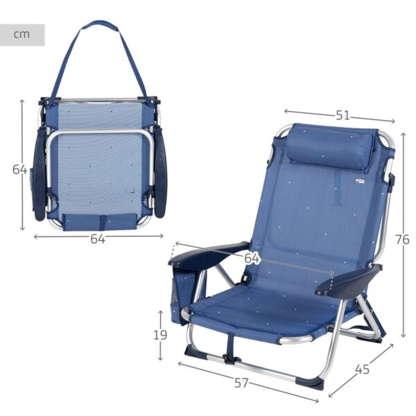 Strandstuhl Aktive Biegsam Marineblau 51 x 76 x 45 cm (2 Stück) – Bild 5