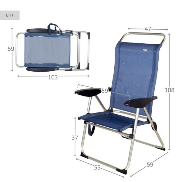 Strandstuhl Aktive Marineblau 47 x 108 x 59 cm (2 Stück) – Bild 5
