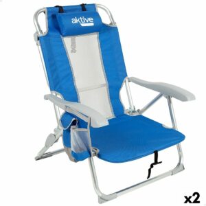 Strandstuhl Aktive Blau Weiß 49 x 78 x 56 cm (2 Stück)